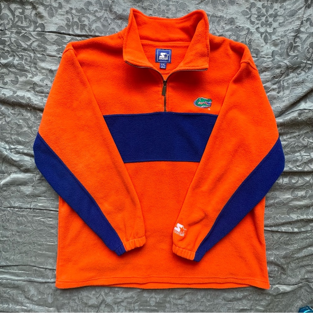 Vintage Starter Florida Gators UF Orange Blue 1/4 Zip Fleece Jacket Men’s 2XL